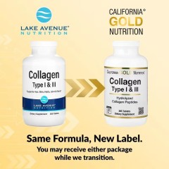 California Gold Nutrition, гидролизованный коллаген I и III типов, 365 таблеток