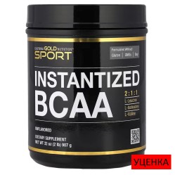 California Gold Nutrition, быстрорастворимый порошок BCAA с L-лейцином, L-изолейцином и L-валином, без ароматизаторов, 907 г (2 фунта)