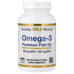 California Gold Nutrition, премиальный рыбий жир с омега-3, 100 капсул из рыбьего желатина (50 порций)