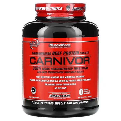 MuscleMeds, Carnivor, биоинженерный изолят говяжьего протеина, печенье и сливки, 1680 г, 56 порций