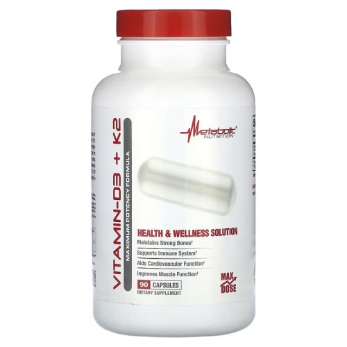 Metabolic Nutrition, витамины D3 и K2, 90 капсул