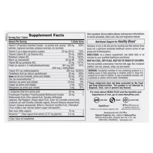 NaturesPlus, Hema-Plex, железо, 30 таблеток с длительным высвобождением