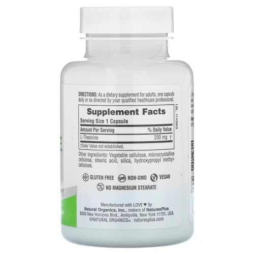 NaturesPlus, Pro L-теанин 200, 60 капсул (200 мг в капсуле)
