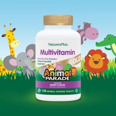 NaturesPlus, Animal Parade Gold, жевательные мультивитамины для детей, со вкусом винограда, 120 таблеток в форме животных
