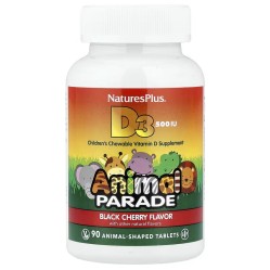 NaturesPlus, Source of Life, Animal Parade, витамин D3, черешня, 500 МЕ, 90 таблеток