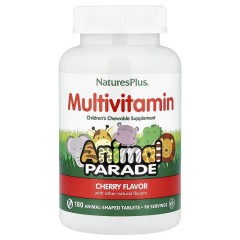 NaturesPlus, Animal Parade, жевательные мультивитамины для детей, со вкусом вишни, 180 таблеток в форме животных