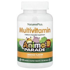 NaturesPlus, Animal Parade, жевательные мультивитамины для детей, со вкусом апельсина, 180 таблеток в форме животных