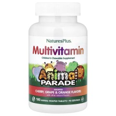 NaturesPlus, Animal Parade, жевательные мультивитамины для детей, со вкусом ассорти, 180 таблеток в форме животных