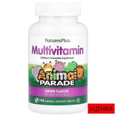 NaturesPlus, Animal Parade, жевательные мультивитамины для детей, виноград, 180 таблеток в форме животных