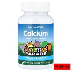 NaturesPlus, Animal Parade, жевательный кальций для детей, со вкусом ванильного мороженого, 90 таблеток в форме животных