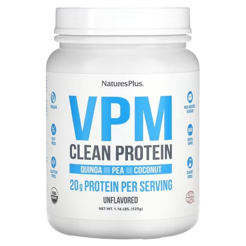 NaturesPlus, VPM Clean Protein, без добавок, 525 г (1,16 фунта) (УЦЕНКА! Помята банка)