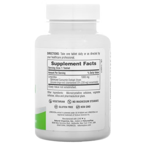 NaturesPlus, Pro Longvida Curcumin, куркумин, 1000 мг, 30 таблеток