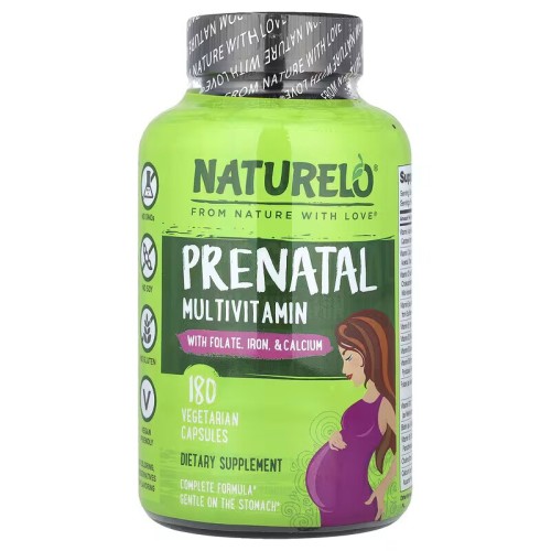 NATURELO, мультивитамины для беременных с фолатом, железом и кальцием, 180 вегетарианских капсул (60 порций)