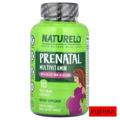 NATURELO, мультивитамины для беременных с фолатом, железом и кальцием, 180 вегетарианских капсул (60 порций)