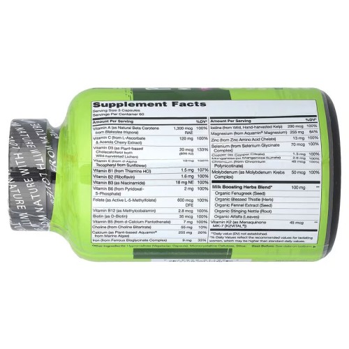 NATURELO, мультивитамины для послеродового периода для кормящих мам, 180 вегетарианских капсул (60 порций)