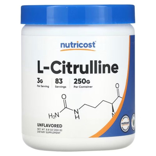 Nutricost, L-цитруллин, без вкусовых добавок, 250 г (83 порции)