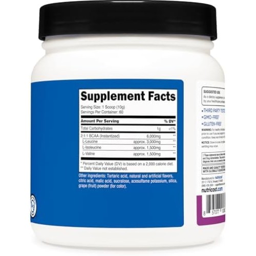Nutricost, Performance, BCAA, со вкусом винограда, 588 г (60 порций)