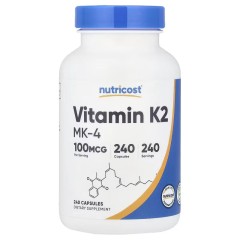 Nutricost, Витамин К2, MK-4, 100 мкг, 240 капсул