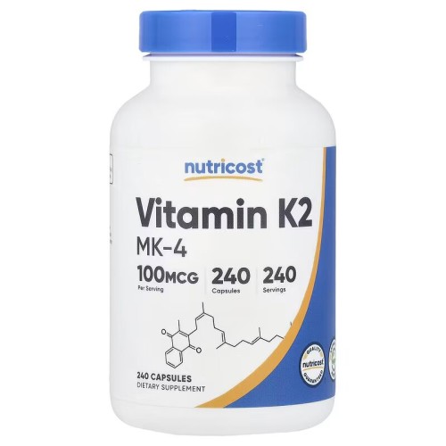 Nutricost, Витамин К2, MK-4, 100 мкг, 240 капсул