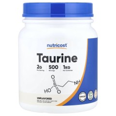 Nutricost, Таурин в порошке, без добавок, 1 кг (500 порций)