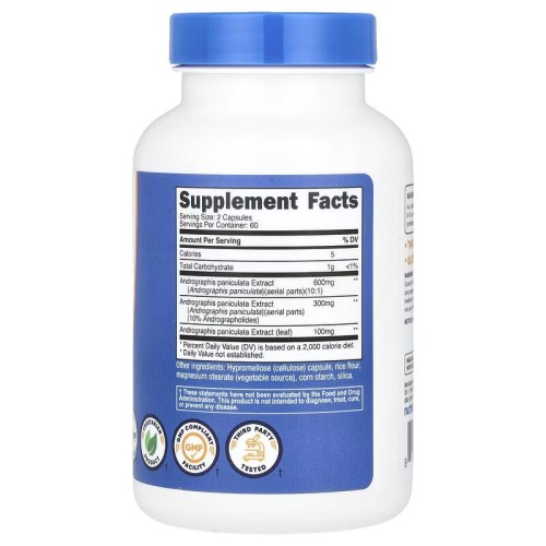 Nutricost, экстракт андрографиса, 1000 мг, 120 капсул (60 порций)