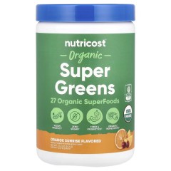 Nutricost, Смесь органической зелени и суперфудов, вкус апельсин, вишня и ананас, 342 г (30 порций)