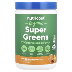 Nutricost, Смесь органической зелени и суперфудов, вкус апельсин, вишня и ананас, 342 г (30 порций)