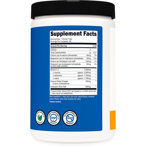 Nutricost, Performance, BCAA, со вкусом персика и манго, 372 г (30 порций)