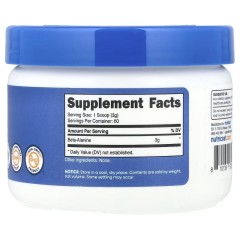 Nutricost, Бета-аланин, без добавок, 180 г (6,4 унции)