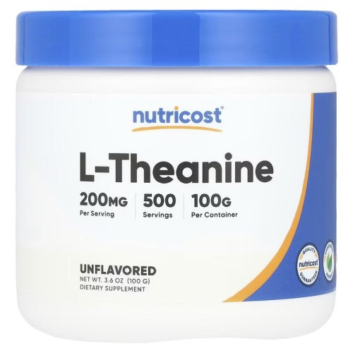Nutricost, L-теанин, без добавок, 100 г, (500 порций)