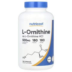 Nutricost, L-орнитин (в виде L-орнитина гидрохлорида), 500 мг, 180 капсул