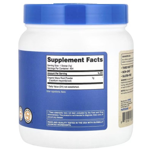 Nutricost, порошок из корня органической маки, без добавок, 454 г (16 унций)