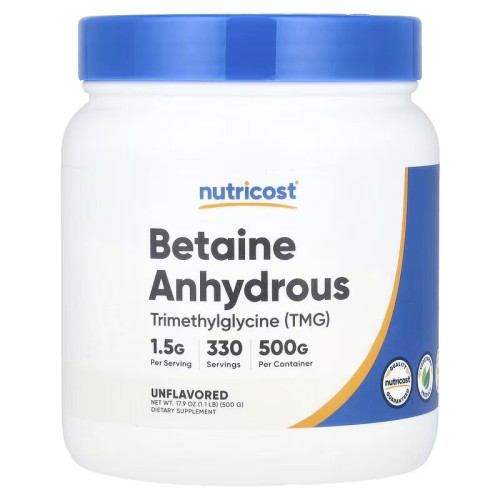 Nutricost, Безводный бетаин, без добавок, 500 г (330 порций)