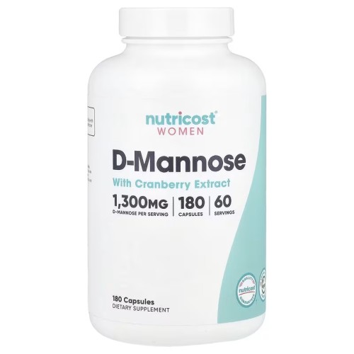 Nutricost, D-манноза с экстрактом клюквы для женщин, 180 капсул