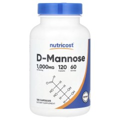 Nutricost, D-манноза, 1000 мг, 120 капсул (60 порций)