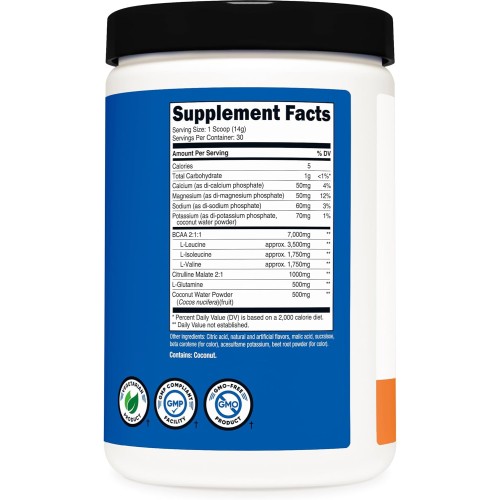 Nutricost, Performance, BCAA, со вкусом персиковых колечек, 408 г (30 порций)