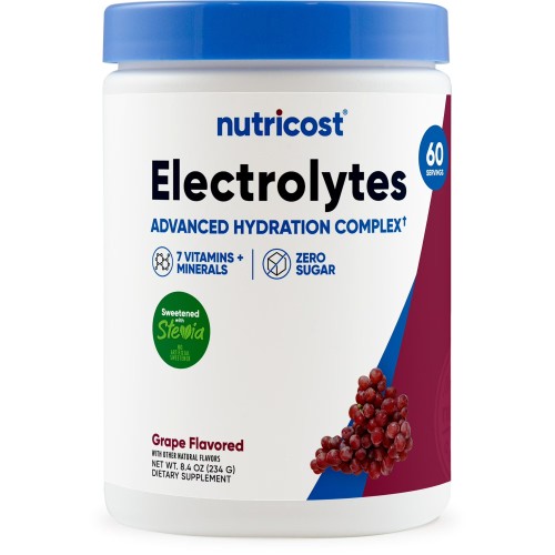 Nutricost, Электролиты, улучшенный комплекс для увлажнения, виноград, 234 г (60 порций)