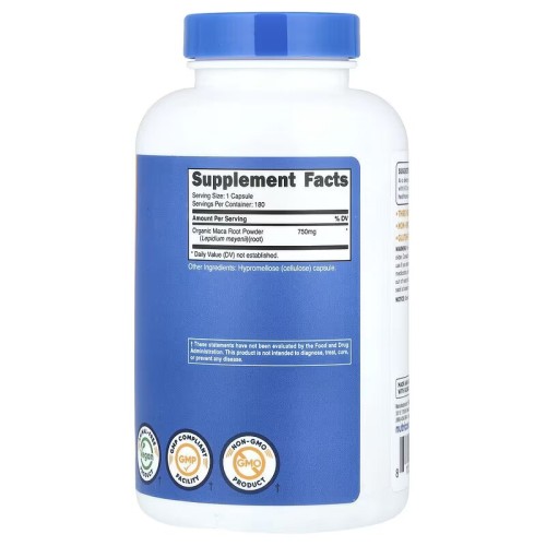 Nutricost, Корень маки, 750 мг, 180 капсул