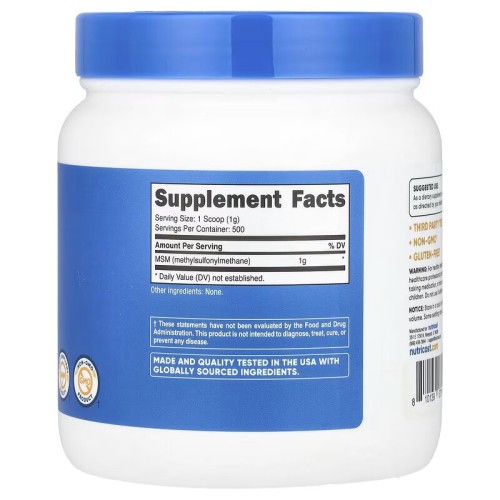 Nutricost, MSM, Без вкуса, 500 г (17,9 унции)
