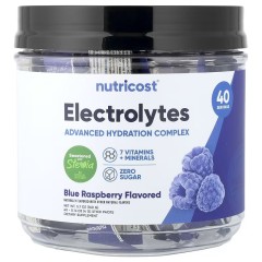Nutricost, Электролиты, улучшенный комплекс для увлажнения, голубая малина, 40 пакетиков по 4 г (0,1 унции)