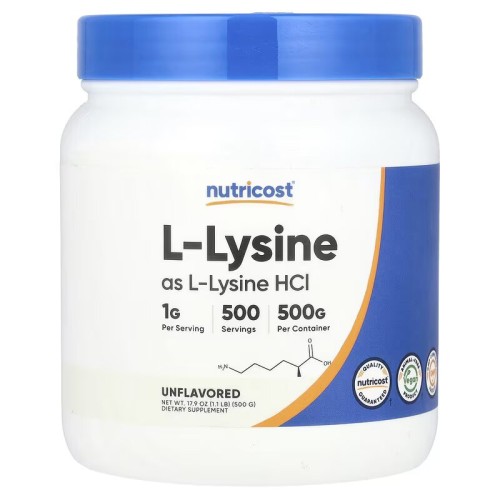 Nutricost, L-лизин, без добавок, 500 г (17,6 унции)