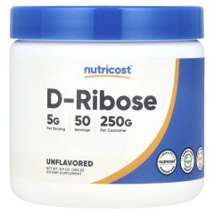 Nutricost, D-рибоза, без добавок, 250 г (50 порций)
