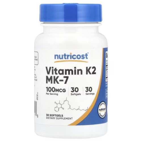 Nutricost, Витамин K2, MK-7, 100 мкг, 30 капсул