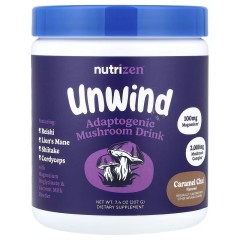 Nutricost, Nutrizen, Unwind, адаптогенный грибной напиток, со вкусом карамельного чая, 207 г (7,4 унции)