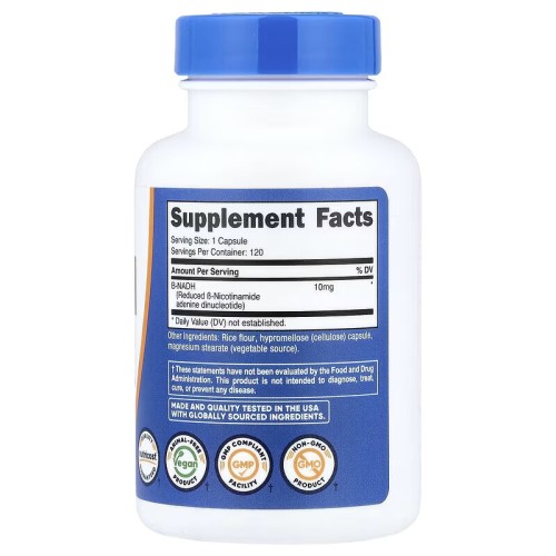 Nutricost, NADH, 10 мг, 120 капсул