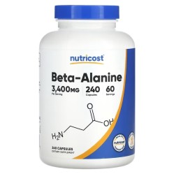 Nutricost, бета-аланин, 3400 мг, 240 капсул (850 мг в 1 капсуле)