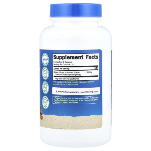 Nutricost, Гриб чага, 150 капсул (75 порций)