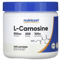 Nutricost, L-карнозин, без добавок, 100 г (200 порций)