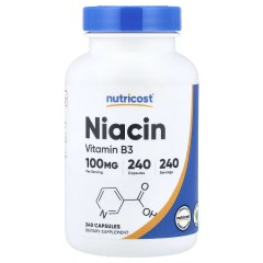 Nutricost, Ниацин, 100 мг, 240 капсул