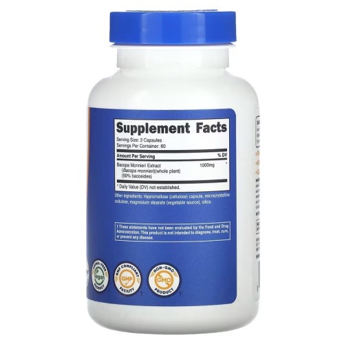 Nutricost, Бакопа, 120 капсул (60 порций)